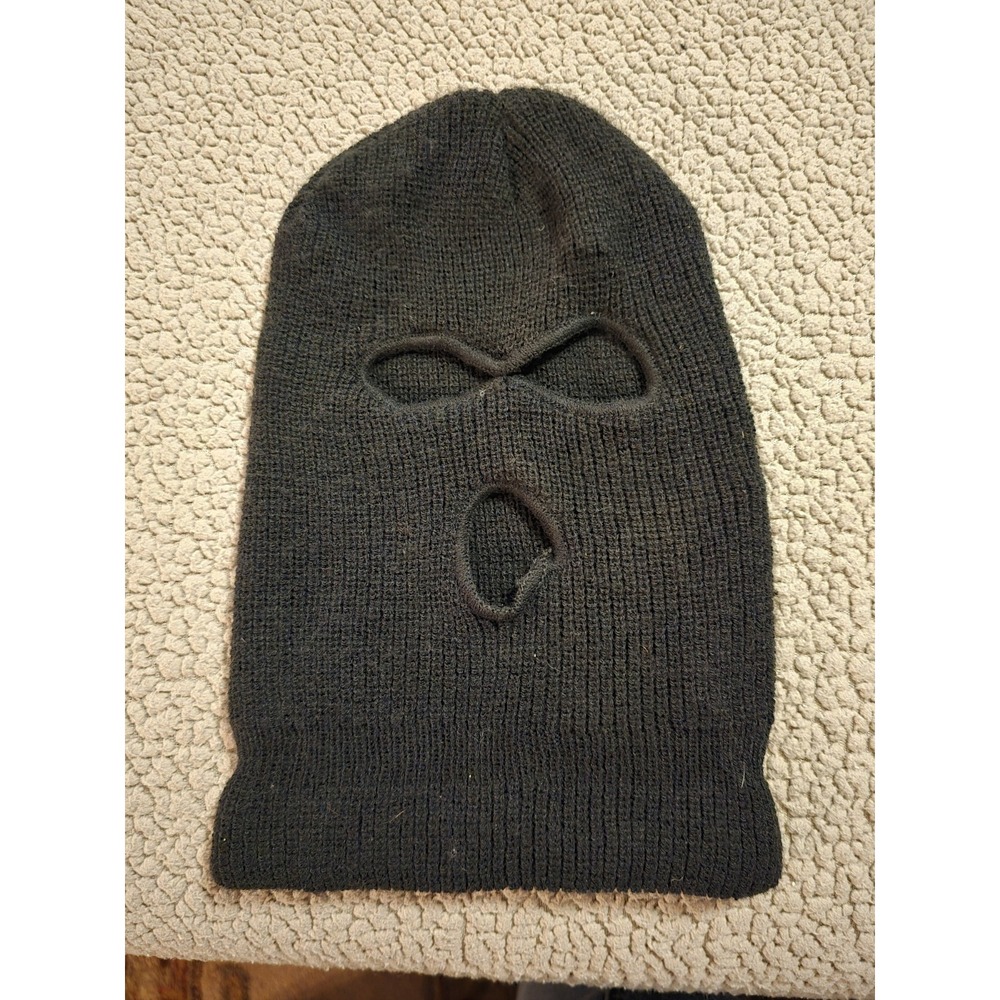 Rich Black Ski Mask Men's One Size Balaclava Acrylic Winter Hat Cap